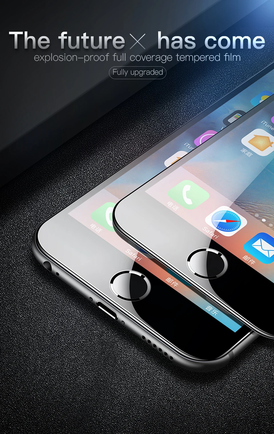 KUULAA защита экрана из закаленного стекла для iPhone 8, 7, 6, 6S Plus, мягкий 3D изогнутый полный Чехол, защитная пленка из закаленного стекла