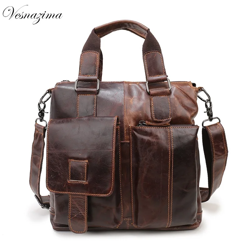 VZ genuine leather business handbag vintage messenger bags for men