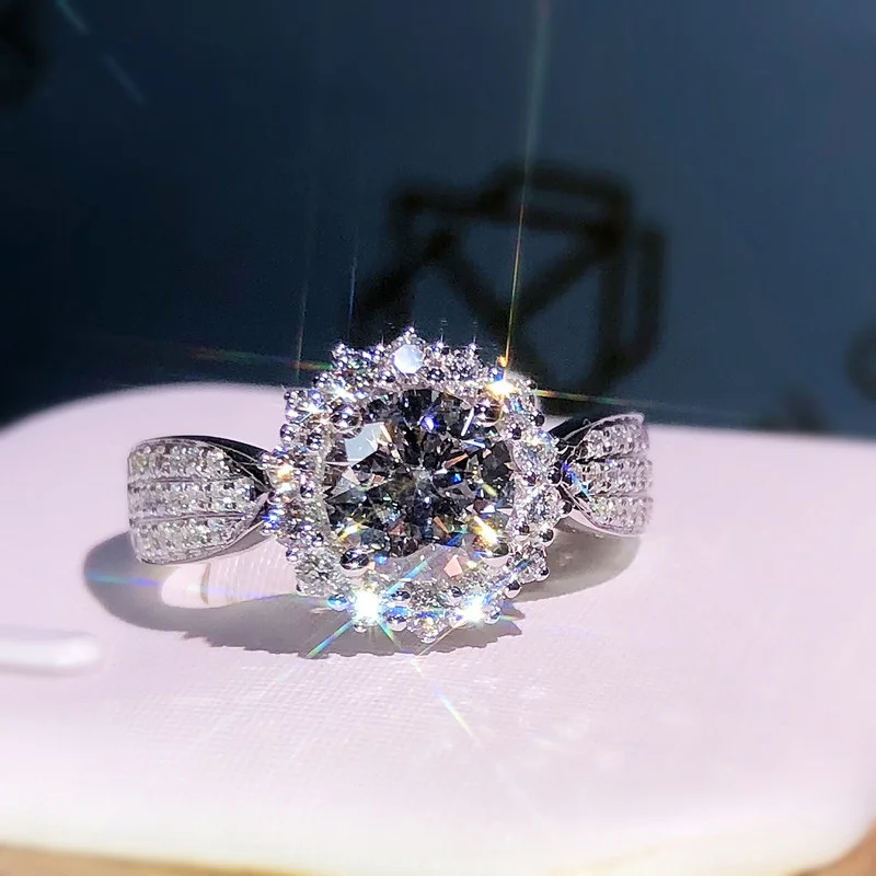 18K 750Au золото Moissanite АЛМАЗНОЕ КОЛЬЦО D Цвет VVS с национальным сертификатом MO-H100103