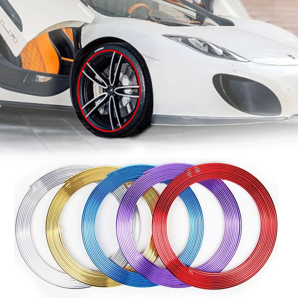 

8M Car Chrome Wheel Rim Protective Moulding Styling Trim Sticker Auto Exterior Interior DIY Tire Rim Decoration Accessory Strip