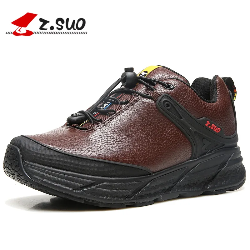 

Z.SUO New Fashion Winter Low Top Elastic band Lightweight Comfortable Genuine Leather Non-Slip MD+Rubber Sole Men's Casual Shoes