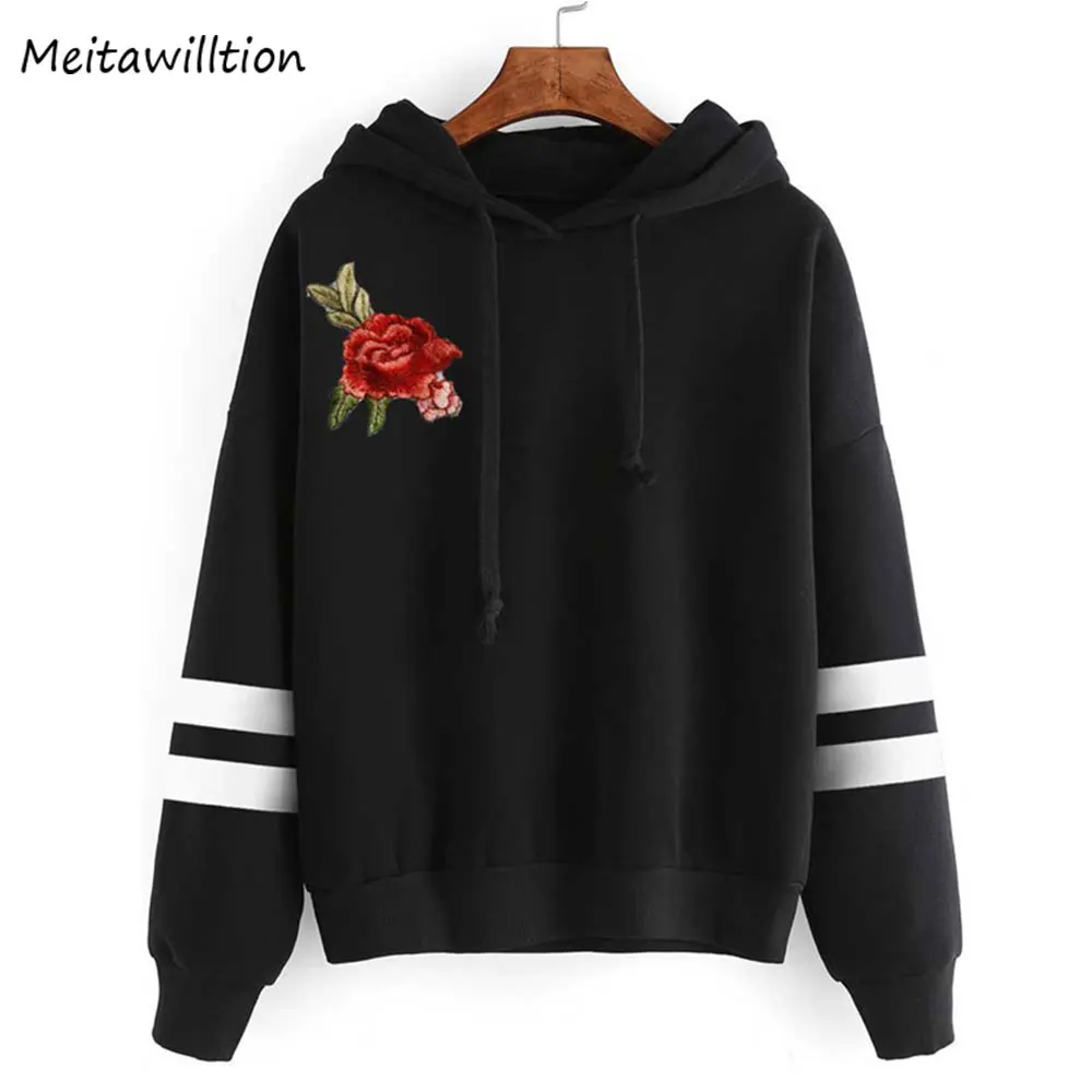 2017 Casual Floral Embroidery Sweatshirts Women Long Sleeve Pullover