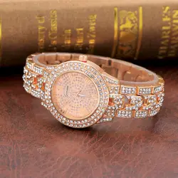 Роскошные женские наручные часы со стразами металлический ремешок сплава аналоговые наручные Изысканный Кварцевые часы для женщин Relogio