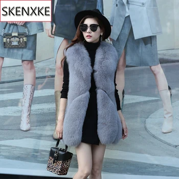 

2019 New Arrival Natural Real Fox Fur Vest 100% Genuine Real Fox Fur Gilet Fashion Women Winter Real Fox Sleeveless Outercoat