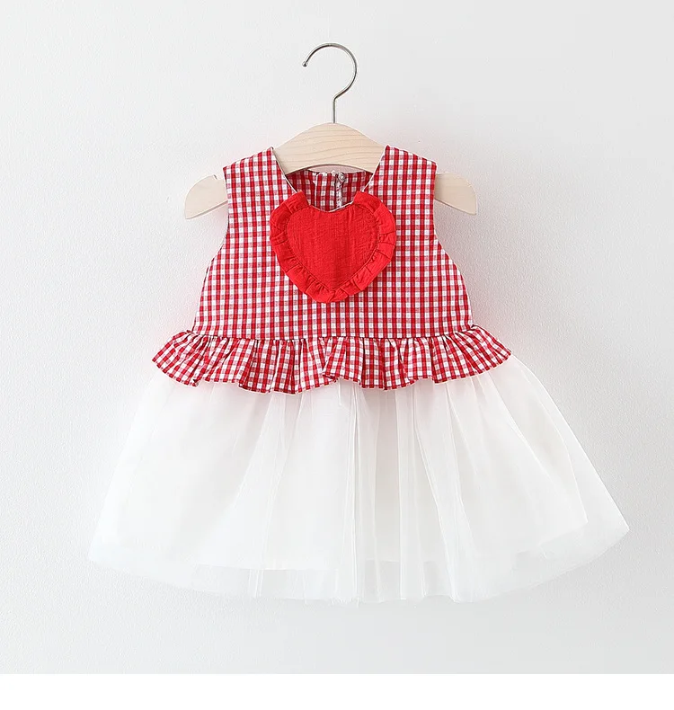 

Summer Girl Dress Heart Patch Baby Princess Dress Sleeveless Infant Dress Girls Clothes