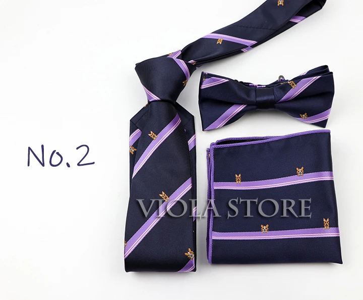 Прекрасный корги Тедди собачка жаккардовый шейный галстук набор 6 см мужской галстук бабочка бизнес галстук-бабочка платок Карманный квадратный аксессуар подарок