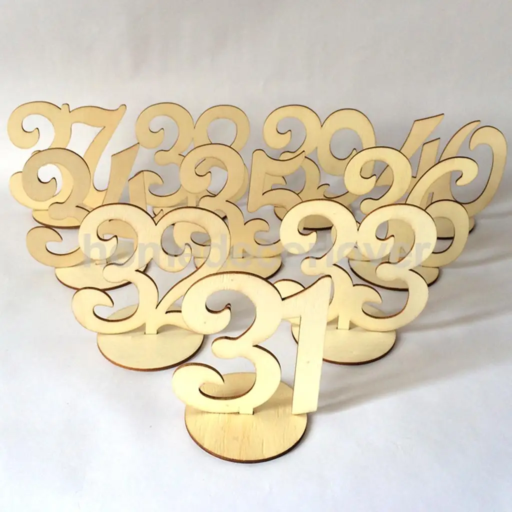 Vintage 31 to 40 Figures Wooden Table Numbers Figures Wedding Birthday Party Baby Shower Tabletop Decoration