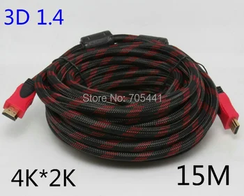 

15m high speed hdmi 1.4v Nylon Sleeve with ethernet Full HD1080p Engineering hdmi to hdmi cable