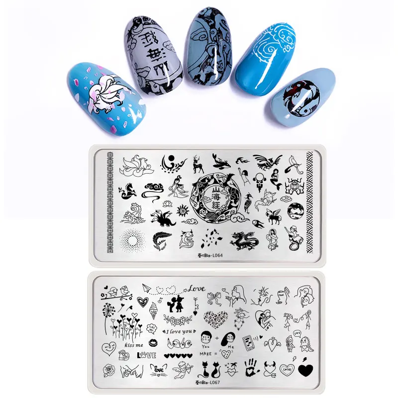 

Harunouta Fables Image Nail Art Stamping Design Stainless Stell Heart Love Valentine Theme Nails Art Stamping Plates DIY Tools