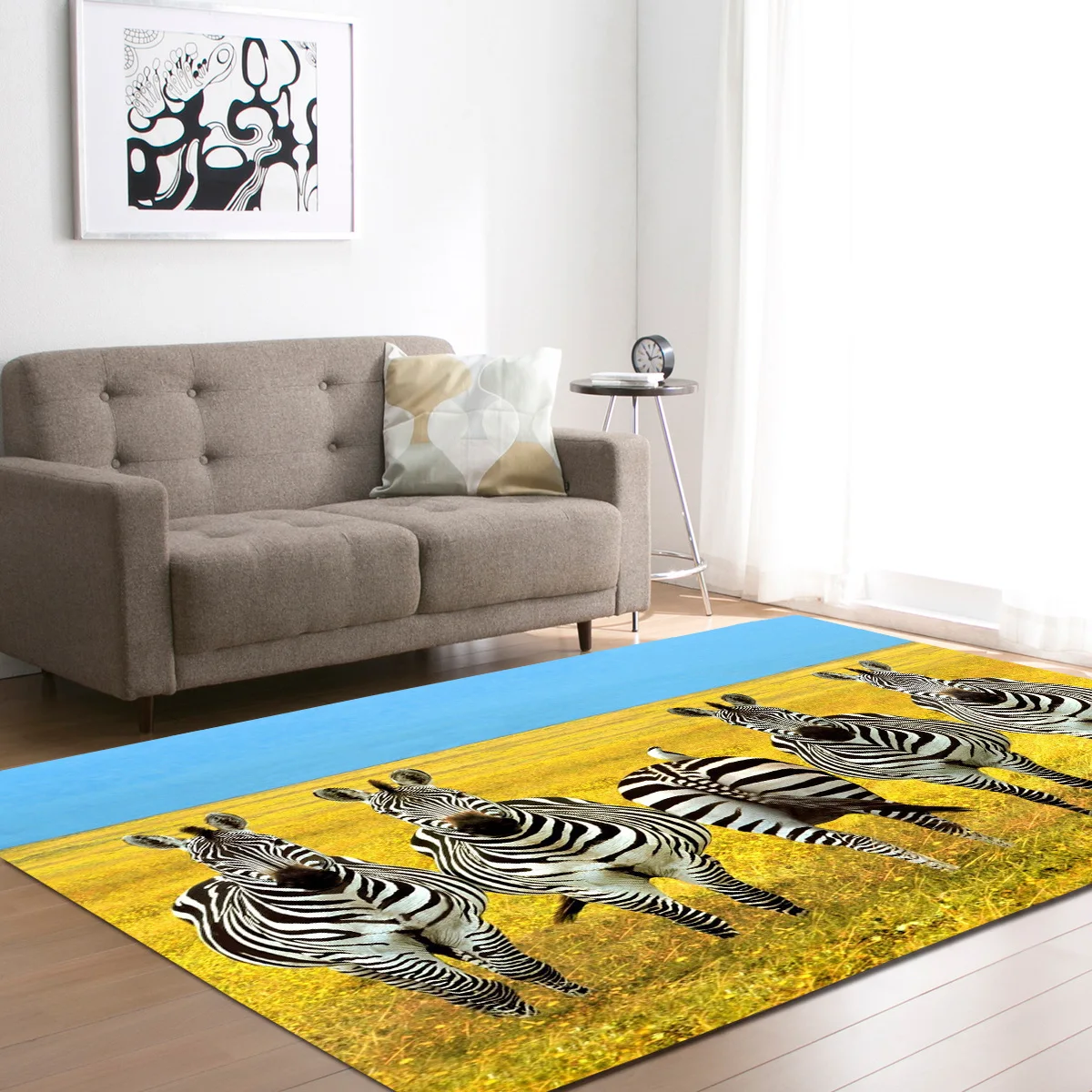 

animal zebra printed 3D Carpet Large Size Living Room Bedroom Tea Table Rug and Carpet Rectangular Antiskid Floor Mat