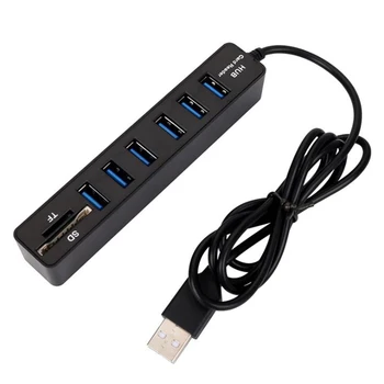 

All In One 6 Ports USB Hub 2.0 480 Mbps Splitter High Speed TF SD Card Reader For PC Computer Accessories USB 2.0 Hub USB