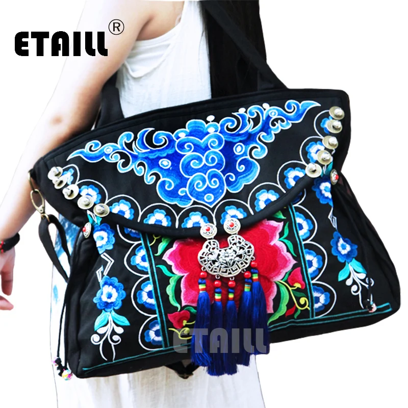 Chinese Tribal Vintage Hmong Thai Indian Ethnic Boho Canvas Embroidered Bags Boho Hippie Ethnic Brand Logo Bag Sac a Dos Femme