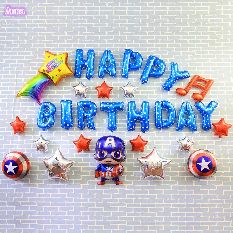 

13pcs/lot bule Happy Birthday Ballon Aluminum Foil Balloon Baby Birthday Party Decoration Alphabet Helium Balloon party supplies