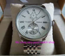 43mm PARNIS White dial Automatic Self-Wind Mechanical movement men’s watch Auto Date power reserve Mechanical watches zdgd32a