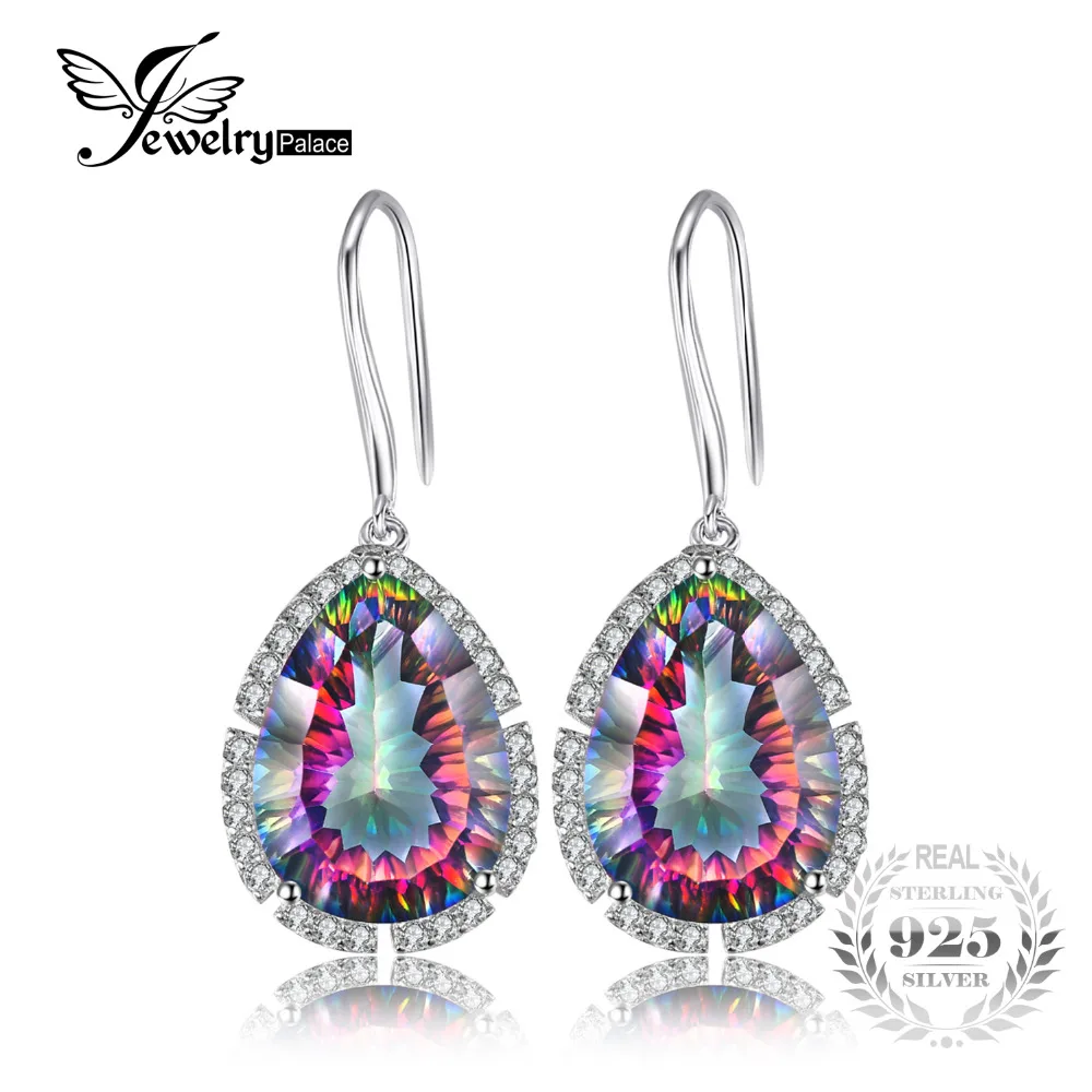 Aliexpress Jewelrypalace Pear 14 5ct Fire Rainbow Mystic Jewelrypalace Pear 14 5ct Fire Rainbow Mystic Topaz Drop Earrings Solid 925 Sterling Silver Women Vintage Fashion Fine Jewelry