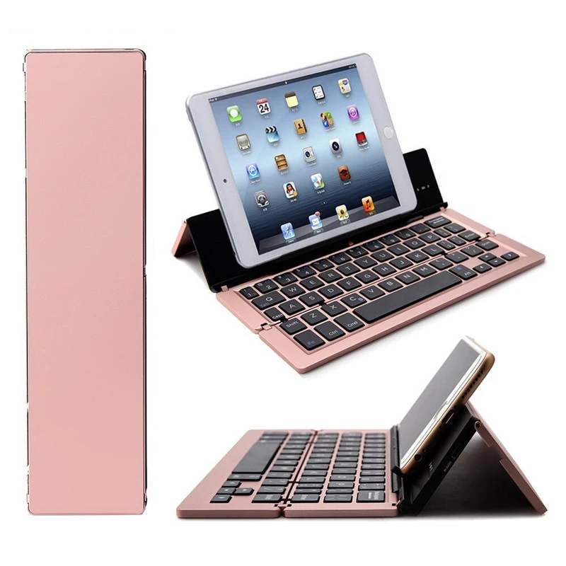 

Basix Bluetooth Folding Wireless Keyboard Touchpad Foldable mini Keybords Aluminum for IOS/Android/Windows ipad Tablet Keyboard