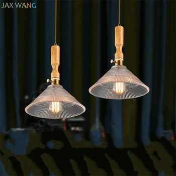 

Modern Glass Pendant Lights Solid Wood Pendant Lamps for Living Room Restaurant Sprinkle Bar Restaurant Balcony Kitchen Fixtures