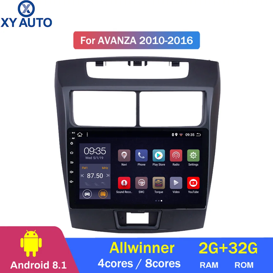 9 дюймов 2.5D ips HD Мульти-сенсорный экран Android8.1 2G ram 32G rom NAVI с BlueTooth USB wifi SWC для Toyota Avanza 2010