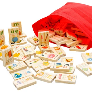 

90Pcs Brand Wooden Chinese Mandarin Phonetic Alphabet Domino Pinyin Children Baby Language Early Learning Educational Toy MZ183