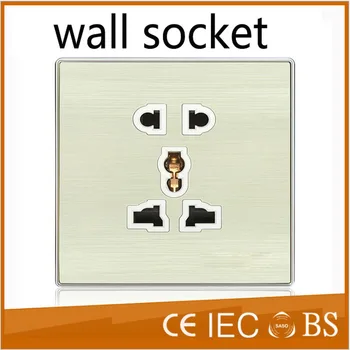 

Israeli style wholesale manufacturers export 86 colorful aluminum wire drawing wall type multifunctional five hole Wall socket