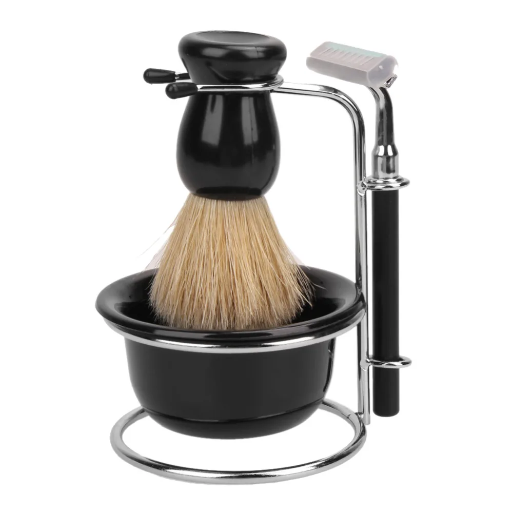 

Useful Hair Bristle Shaving Brush+Stainless Steel Shaving Brush Stand Holder+Rrazor+Bowl Mug Hair Shaving Tool Set