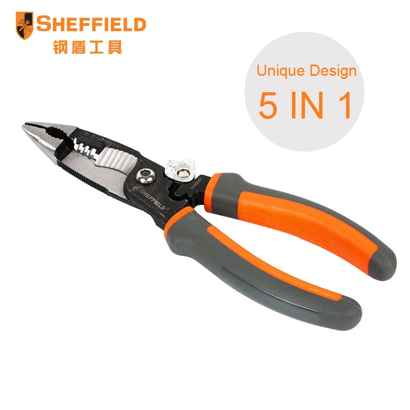 SHEFFIELD 8 инча 5 в 1 клещи Многофункционални електрически клещи за игли за нос Тел за оформяне на ножове за затягане на клещи S035057