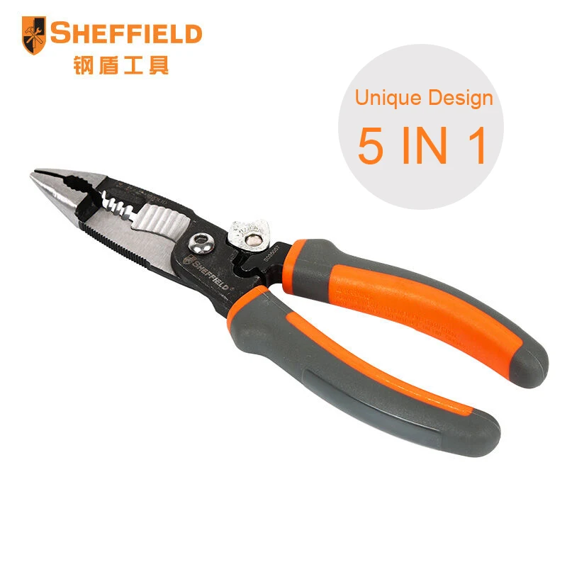 preço SHEFFIELD 8 polegadas 5 em 1 Alicate Multifuncional Cortador de Descascamento Do Fio alicates agulha nariz alicate eletricista S035057
