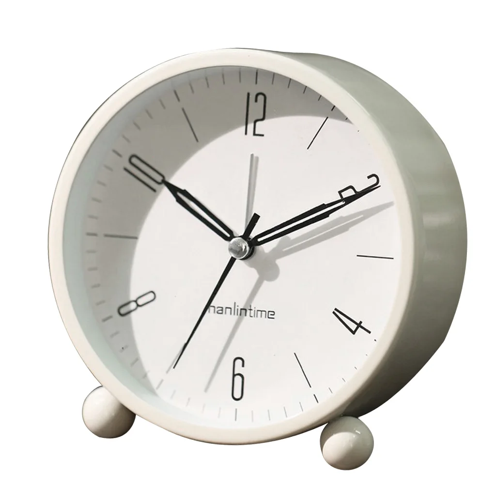4inch Silent Non Ticking Quartz Battery Operated Round Bedsides Alarm Clock with Night Light for Kids Bedroom Student Dorm