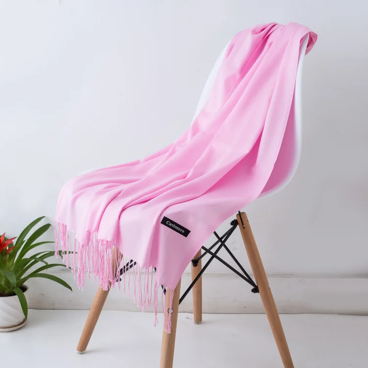 pink Женские однотонные кашемировые шарфы с кисточками, женский весенний и зимний тонкий шарф, высокое качество, Женская шаль, горячая распродажа, хиджаб, шарф - Цвет: pink