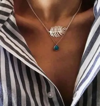 RscvonM горячее модное сердечко серебряного цвета многослойное ожерелье с кисточками s чокер с бусинами перо колье с подвесками Femme - Окраска металла: C1737