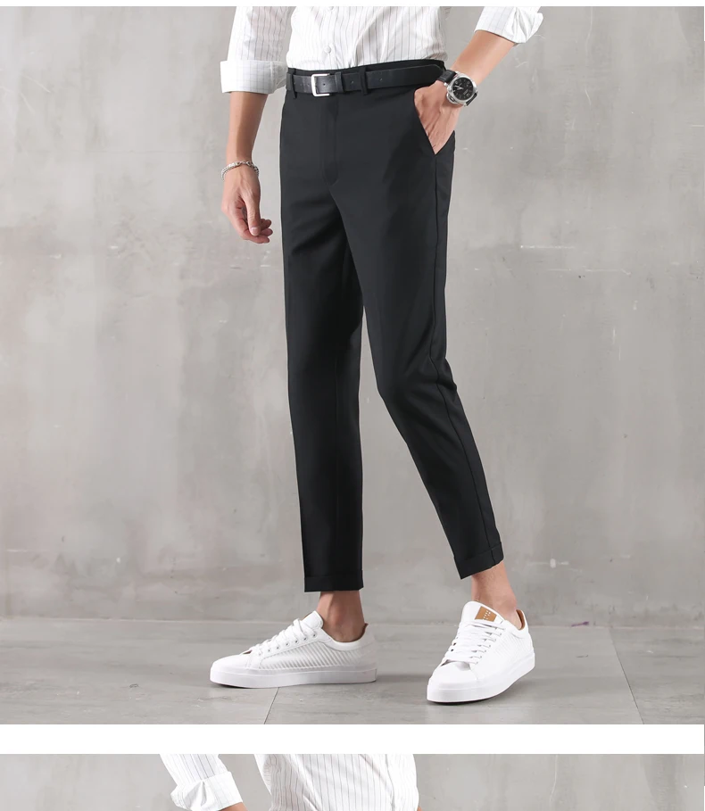 Мужские брюки 2019 летние новые деловые повседневные однотонные брюки с 9 точками джентльмен Тонкий Бизнес Повседневная мужская одежда
