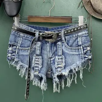 

Denim shorts women summer fashion low waist slim 2019 tassel jeans shorts