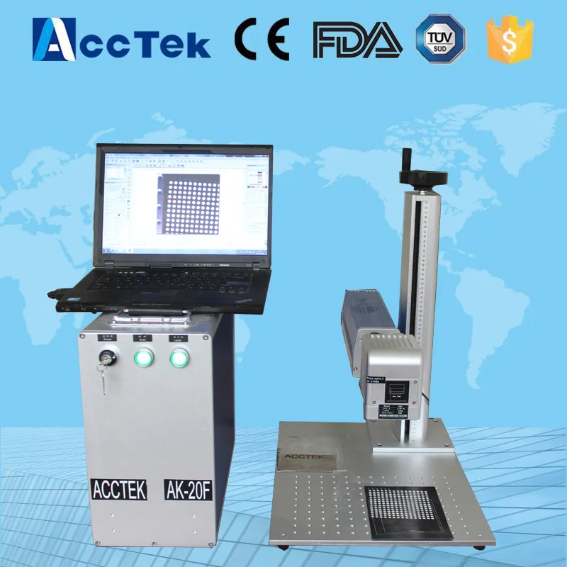 

Jinan AccTek portable 200*200mm High quality CCD cameral Fiber Laser marker machine metal low price fiber laser marking machine