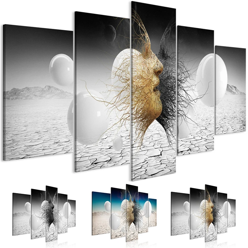 

Modern Landscape Canvas Painting Abstract Face Posters and Prints Black White Wall Art Modular Pictures for Living Room Artwork