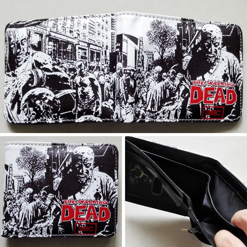 

2018 AMC The Walking Dead LOGO 01 wallets Purse Gray 12cm Leather Man women New W101