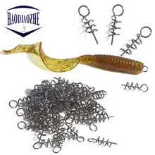 HAODIAOZHE, 50 шт./лот, Мягкая приманка, пружинный замок, фиксатор, крючок и Мягкая приманка, фиксированная защелка, шпилька, рыболовные снасти, YU368