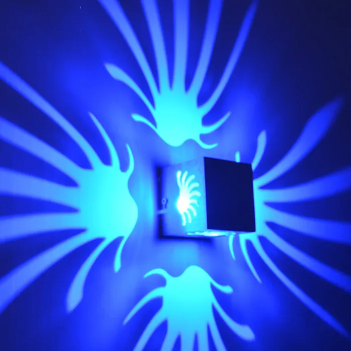

Fashion LED Wall Lamp 3W Square Sunflower Modern Aluminum Sconce Colorful Lights Free shipping