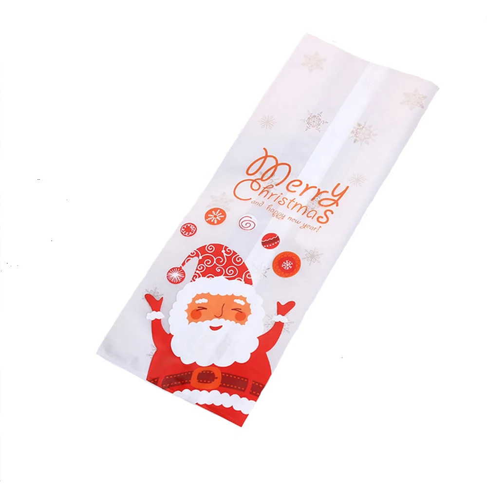 50PCS/pack Christmas Gifts Snowman Santa Claus Bag Holders Bake Cookies Biscuit Candy Jewelry Plastic Packaging Bags
