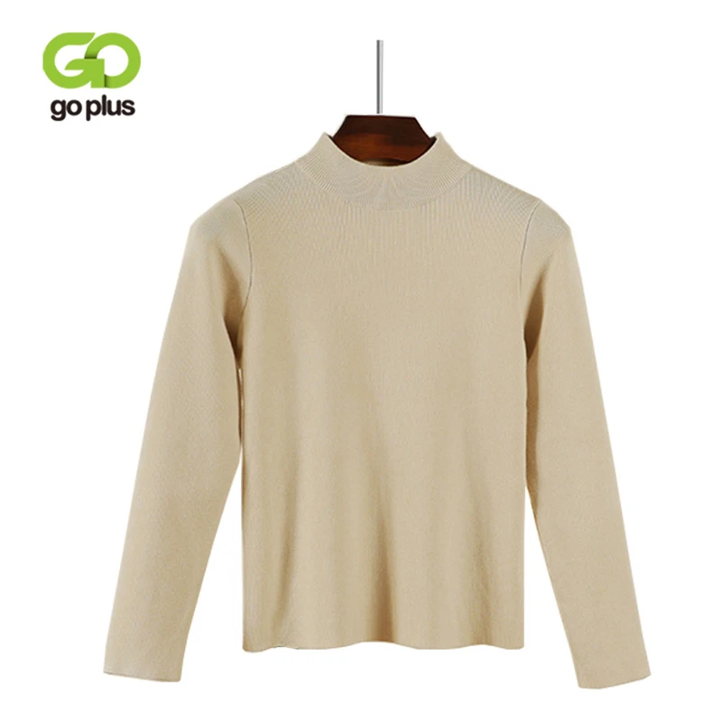 

GOPLUS 2019 Spring Winter Knitting Sweaters Women O Neck Slim Long Sleeve Elasticity Basic Sweaters Solid Pullovers Female Tops