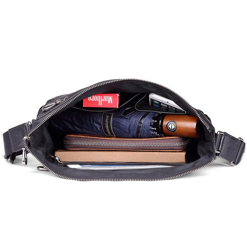 AETOO Men's cowhide shoulder bag, men's casual business leather crossbody bag, trendy horizontal portable leather bag