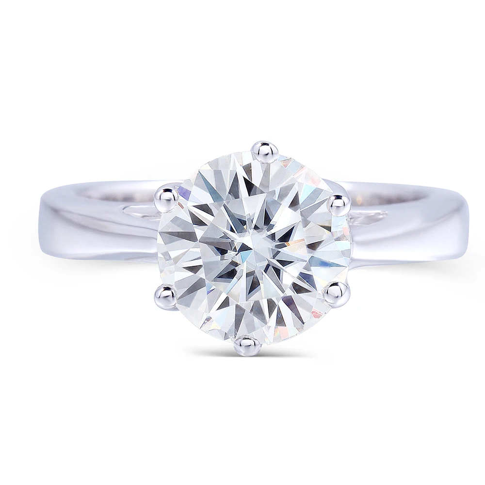 

Transgems 925 Sterling Silver 2 Carat Moissanite Diamond White Gold Plated Siver Engagement Rings For Women in Fashion Jewelry