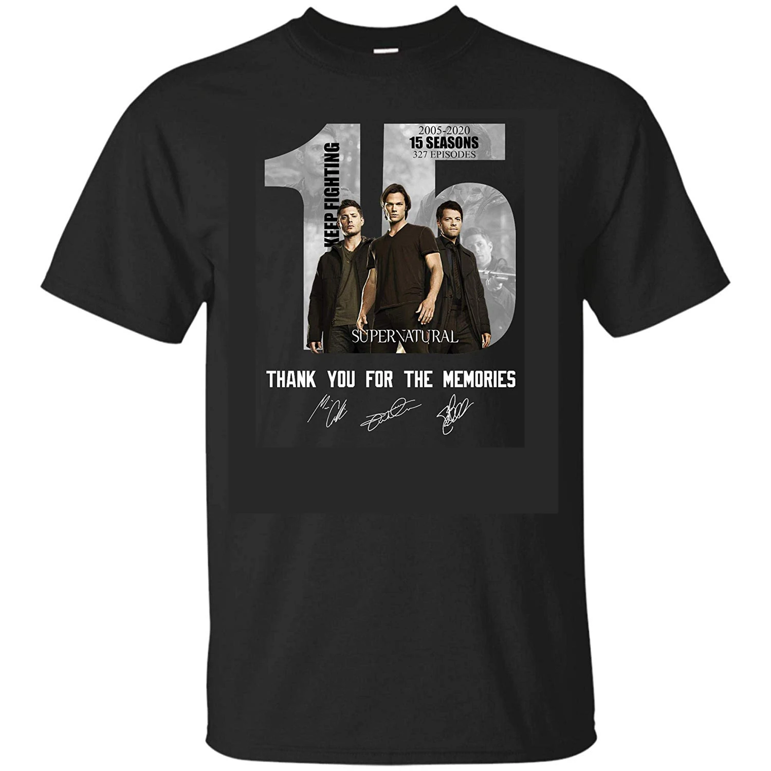 15 лет сверхъестественного 2005,, 15 сезонов, футболка Thanks for Your Memories, Sam Dean Winchesters, футболка, топ, футболка размера плюс