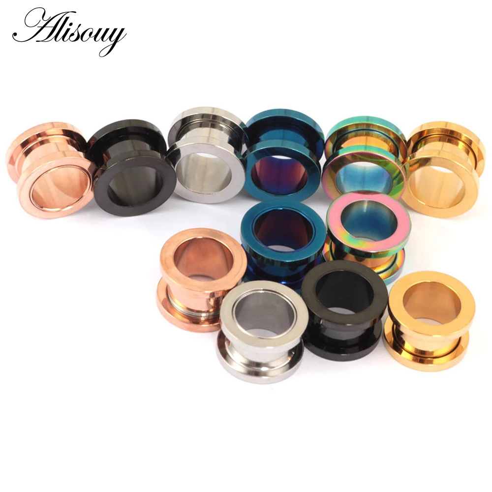 1pc 2mm-25mm Stainless Steel Ear Plugs Tunnels Rose Gold Earrings Body Piercings Jewelry