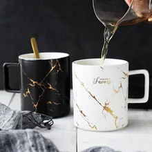coffee mug caneca tumbler tazas de ceramica creativas 301-400 ml marble real gold Mug water cup milk coffee cup mouthwash cup mug newborn 180 ml