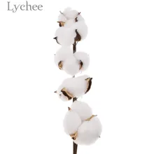 Личи искусственный натуральный белый хлопок ветка Сушеный Цветок голова DIY Свадебная вечеринка украшение дома
