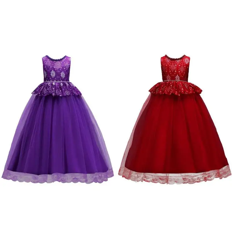 

Flower Girl Dress with Flowers/Ribbons for Girls Tulle Dresses Birthday Party Wedding Ceremonious Kid Girl Clothes Gown for Kids