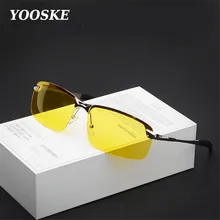 YOOSKE Alloy UV400 Men's Driver Night Vision Goggles Sunglasses Driving Male Sun Glasses For Men Anti-glare