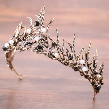 

Crystal Wedding Queen Crown for Bride Hairband Wedding Accessorie Plated Rhinestones Tiaras Hairwear Bronze/Silver