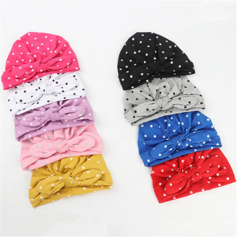Купить 1pc New Children Soft Cotton Polka Dot Bows Turban Rabbit Ear Knot Cap Beanie Hat India Turbans Headdress  Аксессуары для одежды | Аксессуары для волос для девочек (33018861230)