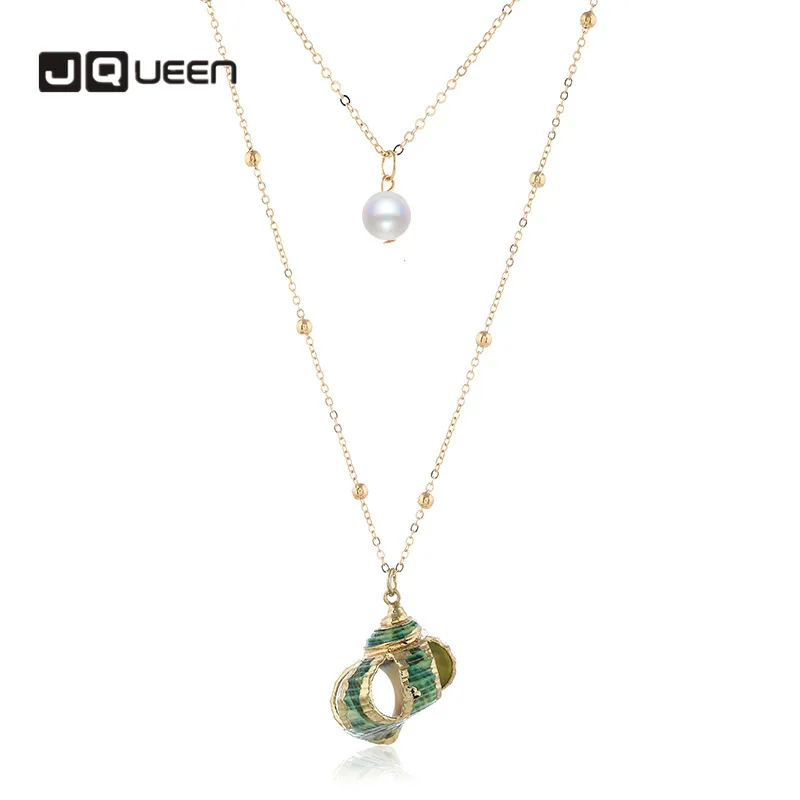 

Bohemian Natural Shell Conch Pendant Hot Selling Phnom Penh Long chain Hollow Double Layer Artificial Pearl Necklace